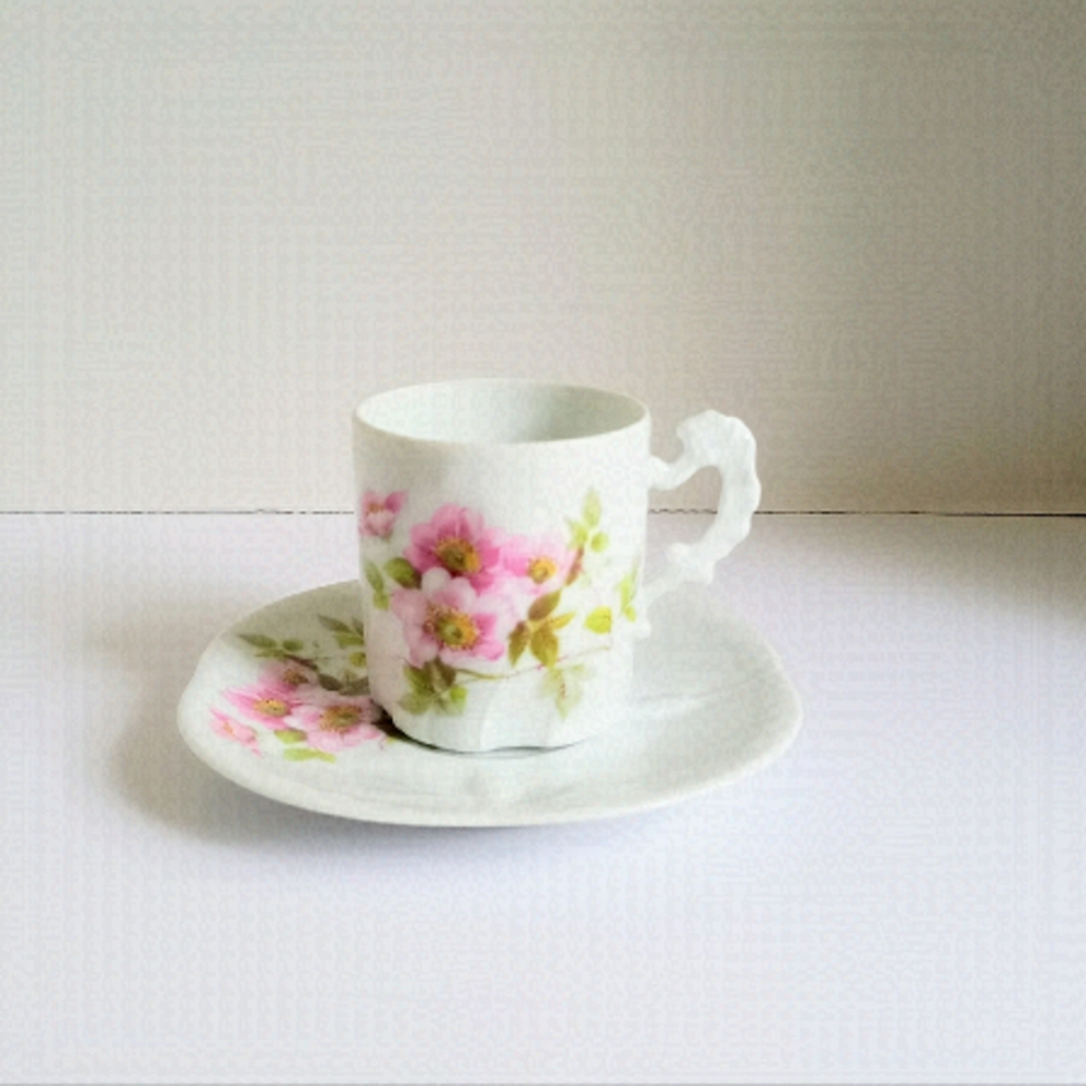 Limoges Giraud vintage tea cup demi tasse with saucer